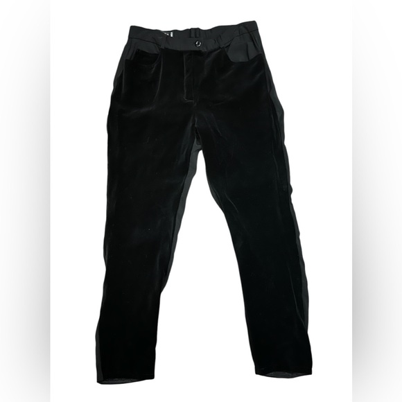 Women’s Espada Two Tone Black Velvet Front Pants Size 42 - Picture 1 of 5